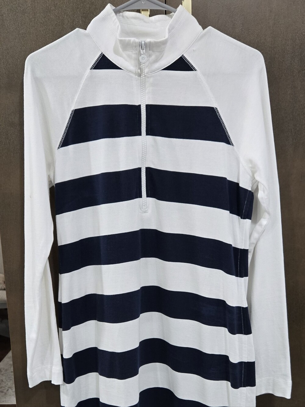 Tommy Bahama Navy & White Quarter-Zip Striped Long Sleeve Tee